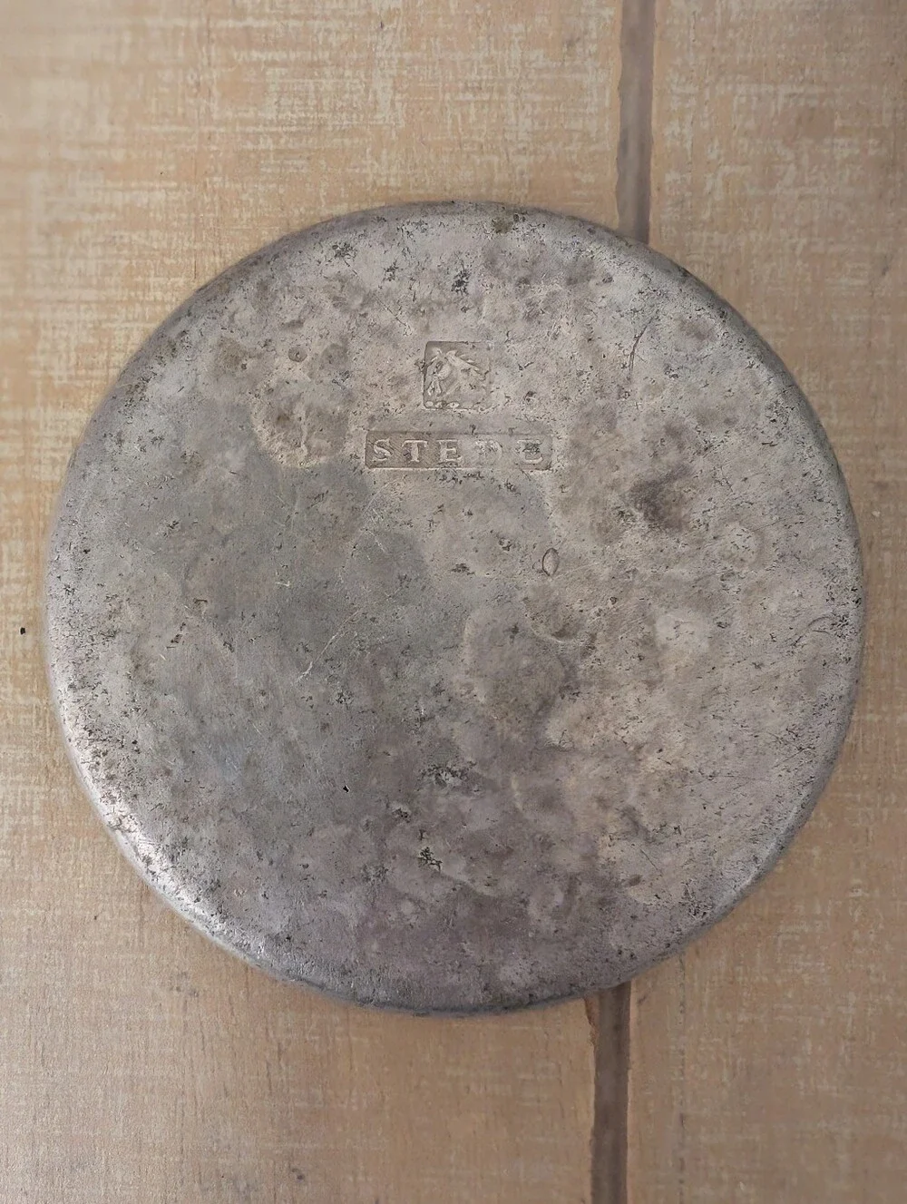 Vintage MCM Stede Hammered Pewter Floral Coaster